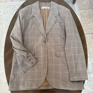 Free People Women’s Brown Plaid Blazer